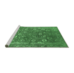 Sideview of Machine Washable Oriental Emerald Green Industrial Area Rugs, wshurb2519emgrn