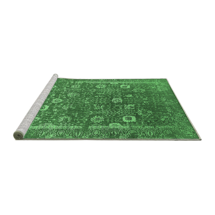 Sideview of Machine Washable Oriental Emerald Green Industrial Area Rugs, wshurb2519emgrn
