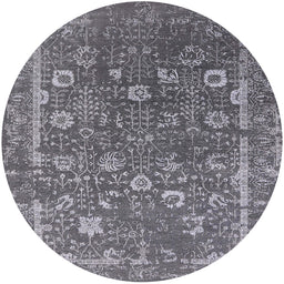 Round Mid-Century Modern Dark Gray Oriental Rug, urb2519