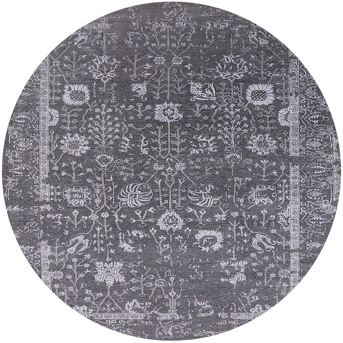 Round Mid-Century Modern Dark Gray Oriental Rug, urb2519