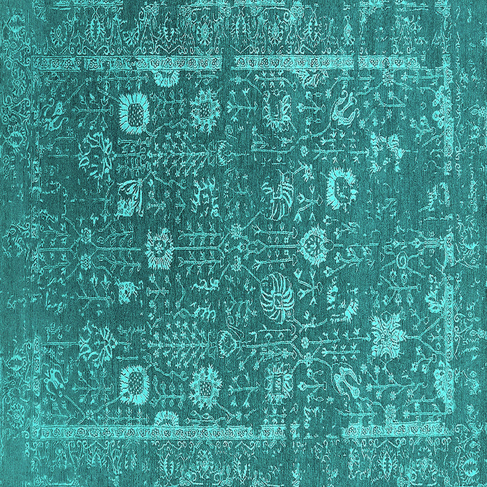 Square Oriental Turquoise Industrial Rug, urb2519turq