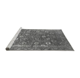 Sideview of Machine Washable Oriental Gray Industrial Rug, wshurb2519gry