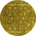 Round Oriental Yellow Industrial Rug, urb2519yw