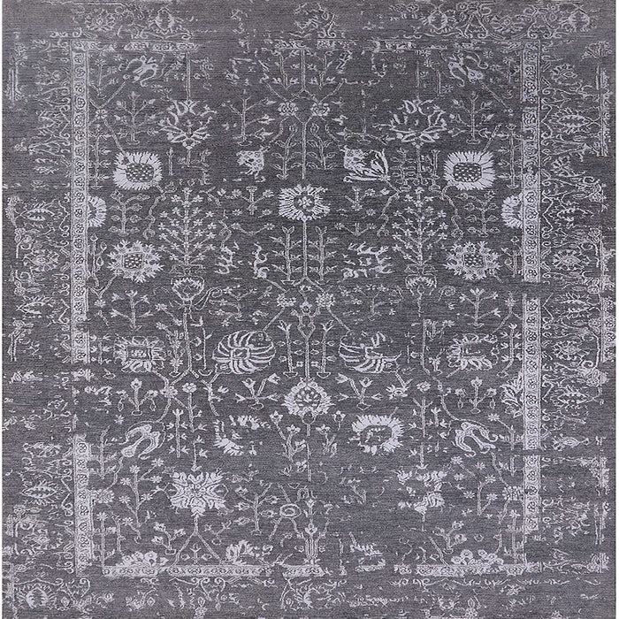 Square Mid-Century Modern Dark Gray Oriental Rug, urb2519
