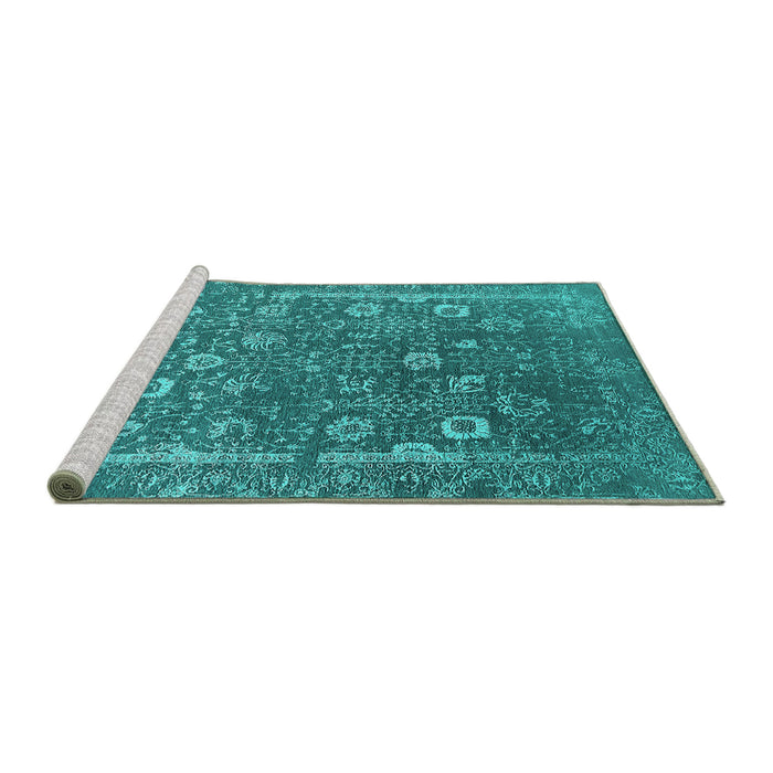 Sideview of Machine Washable Oriental Turquoise Industrial Area Rugs, wshurb2519turq