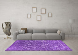 Machine Washable Oriental Purple Industrial Area Rugs in a Living Room, wshurb2519pur