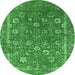 Round Oriental Green Industrial Rug, urb2519grn