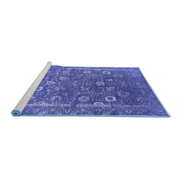 Sideview of Machine Washable Oriental Blue Industrial Rug, wshurb2519blu