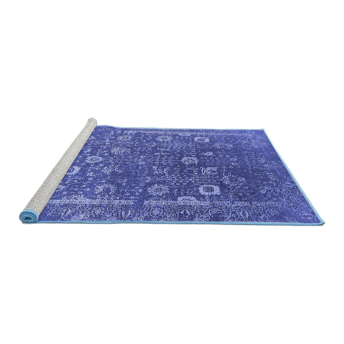 Sideview of Machine Washable Oriental Blue Industrial Rug, wshurb2519blu