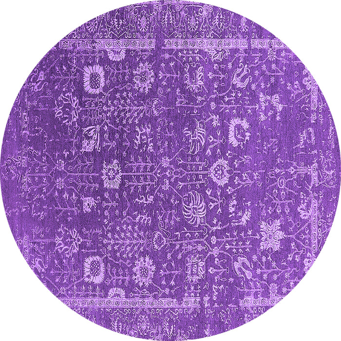 Round Machine Washable Oriental Purple Industrial Area Rugs, wshurb2519pur