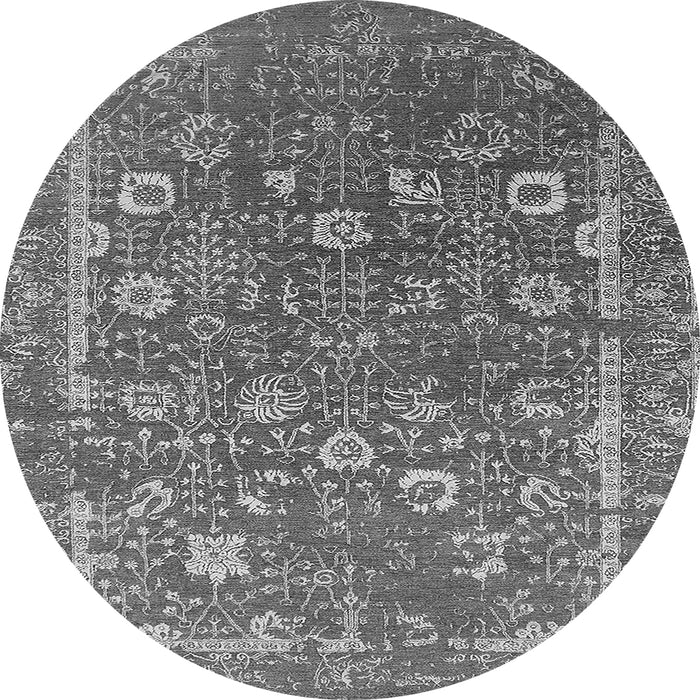 Round Oriental Gray Industrial Rug, urb2519gry