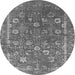 Round Oriental Gray Industrial Rug, urb2519gry