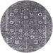 Round Machine Washable Industrial Modern Dark Gray Rug, wshurb2519