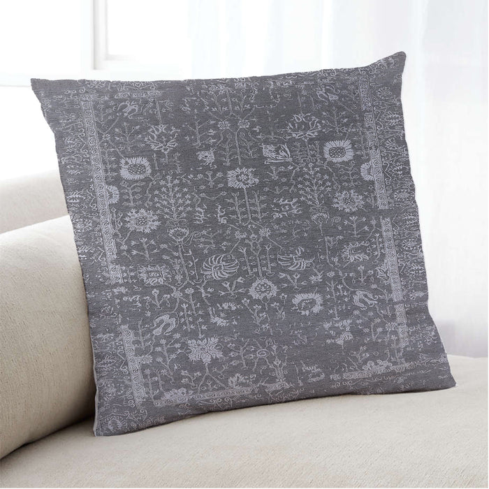 Lifestyle Image of Mid-Century Modern Urban Square Dark Gray Throw Pillow, 18 inch by 18 inch, pwurb2519