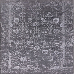 Square Machine Washable Industrial Modern Dark Gray Rug, wshurb2519