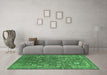 Machine Washable Oriental Emerald Green Industrial Area Rugs in a Living Room,, wshurb2519emgrn