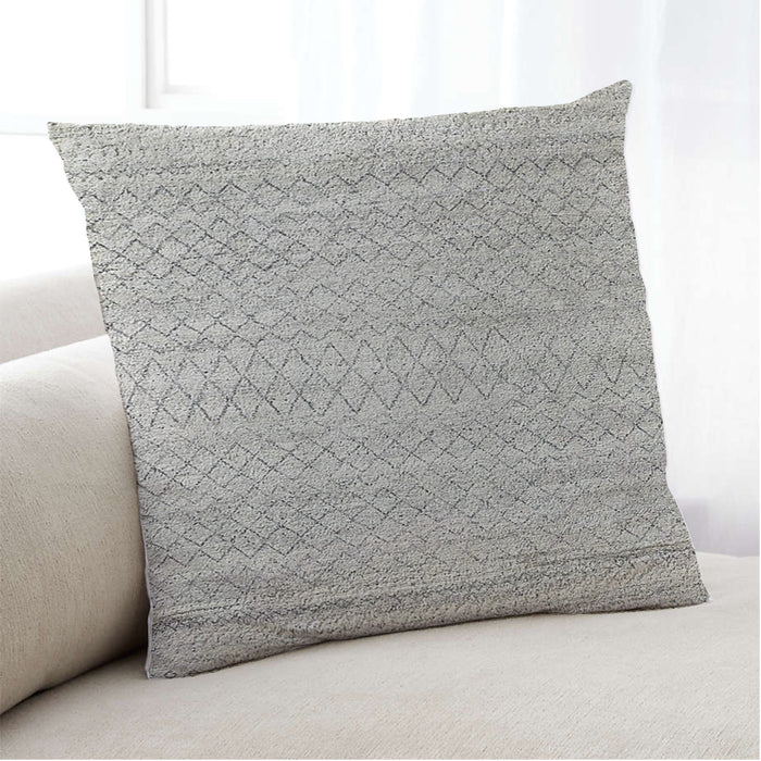 Lifestyle Image of Mid-Century Modern Urban Square Dark White Beige Throw Pillow, 18 inch by 18 inch, pwurb251