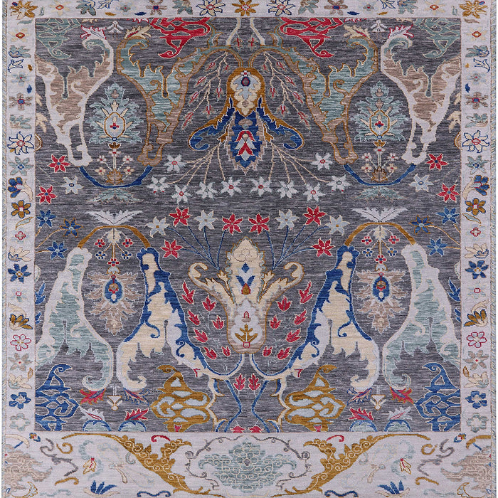 Square Mid-Century Modern Purple Oriental Rug, urb2520