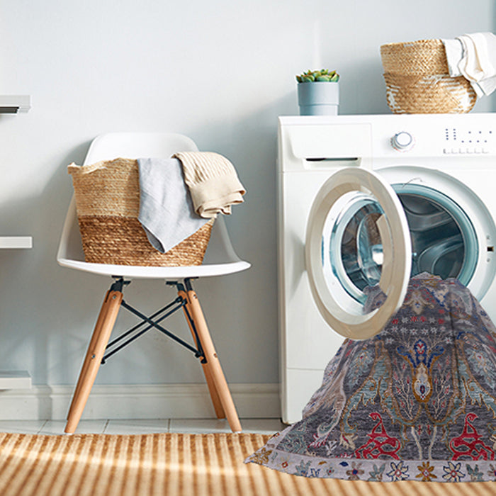 Machine Washable Industrial Modern Purple Rug in a Washing Machine, wshurb2520