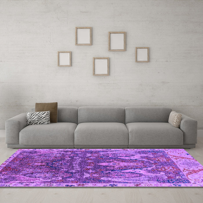 Machine Washable Oriental Purple Industrial Area Rugs in a Living Room, wshurb2520pur