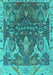 Machine Washable Oriental Turquoise Industrial Area Rugs, wshurb2520turq