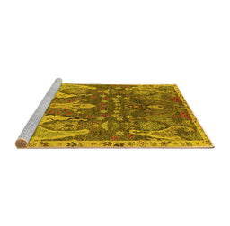 Sideview of Machine Washable Oriental Yellow Industrial Rug, wshurb2520yw