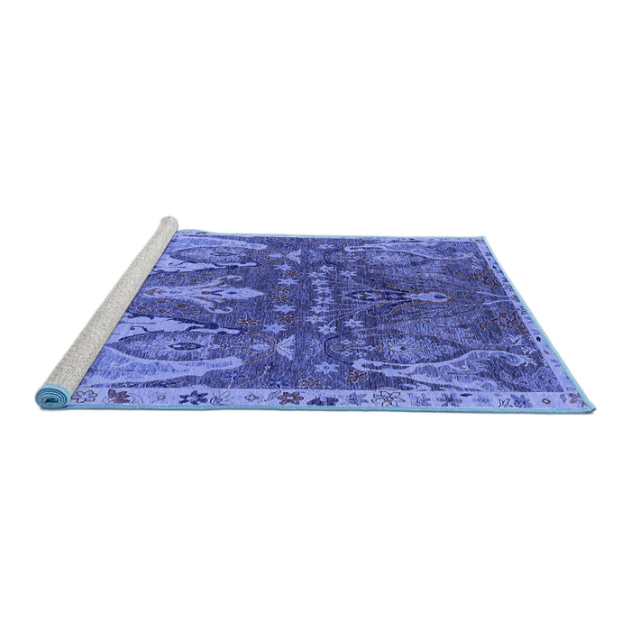 Sideview of Machine Washable Oriental Blue Industrial Rug, wshurb2520blu