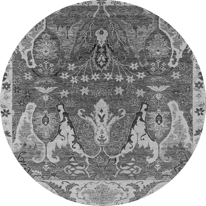 Round Machine Washable Oriental Gray Industrial Rug, wshurb2520gry