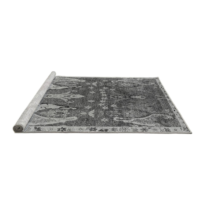 Sideview of Machine Washable Oriental Gray Industrial Rug, wshurb2520gry