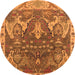 Round Machine Washable Oriental Orange Industrial Area Rugs, wshurb2520org