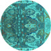 Round Oriental Turquoise Industrial Rug, urb2520turq