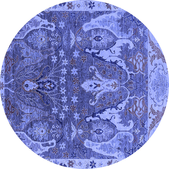 Round Oriental Blue Industrial Rug, urb2520blu