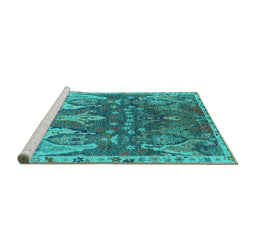Sideview of Machine Washable Oriental Turquoise Industrial Area Rugs, wshurb2520turq