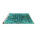 Sideview of Machine Washable Oriental Turquoise Industrial Area Rugs, wshurb2520turq