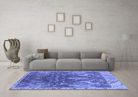 Machine Washable Oriental Blue Industrial Rug, wshurb2520blu