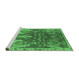 Sideview of Machine Washable Oriental Emerald Green Industrial Area Rugs, wshurb2520emgrn