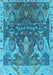 Machine Washable Oriental Light Blue Industrial Rug, wshurb2520lblu