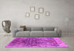 Machine Washable Oriental Pink Industrial Rug in a Living Room, wshurb2520pnk