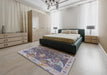 Mid-Century Modern Purple Oriental Rug in a Bedroom, urb2520