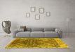 Machine Washable Oriental Yellow Industrial Rug in a Living Room, wshurb2520yw