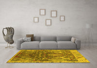 Machine Washable Oriental Yellow Industrial Rug, wshurb2520yw