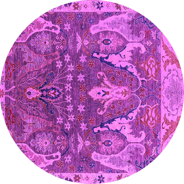 Round Machine Washable Oriental Pink Industrial Rug, wshurb2520pnk