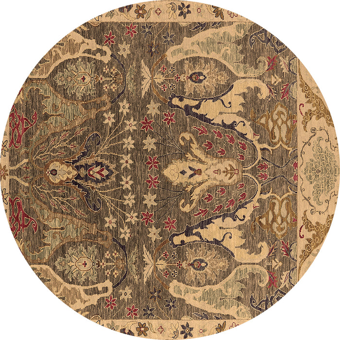 Round Oriental Brown Industrial Rug, urb2520brn