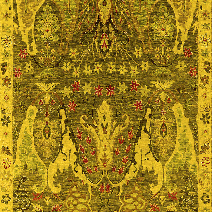 Machine Washable Oriental Yellow Industrial Rug, wshurb2520yw
