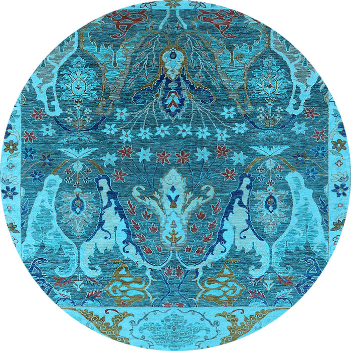 Round Oriental Light Blue Industrial Rug, urb2520lblu