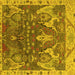 Square Machine Washable Oriental Yellow Industrial Rug, wshurb2520yw