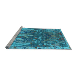 Sideview of Machine Washable Oriental Light Blue Industrial Rug, wshurb2520lblu