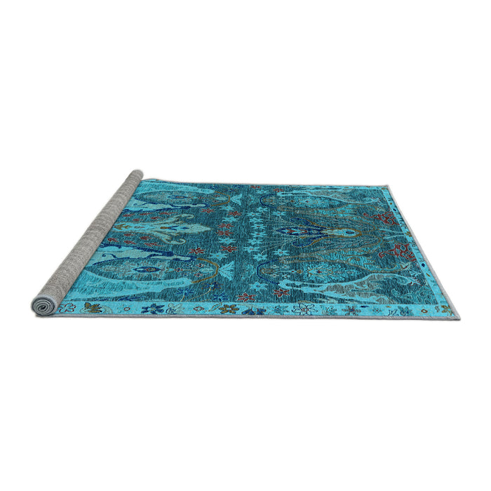 Sideview of Machine Washable Oriental Light Blue Industrial Rug, wshurb2520lblu