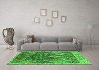 Machine Washable Oriental Green Industrial Rug, wshurb2520grn