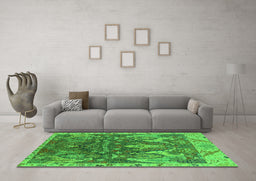 Machine Washable Oriental Green Industrial Area Rugs in a Living Room,, wshurb2520grn